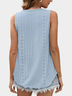 Florira Eyelet Round Neck Tank - Tops by Trendsi | Available at Handbags Specialist Headquarter