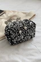 Sequin Chain Drawstring Bucket Bag - Crossbody Bag by Trendsi | Available at Handbags Specialist Headquarter