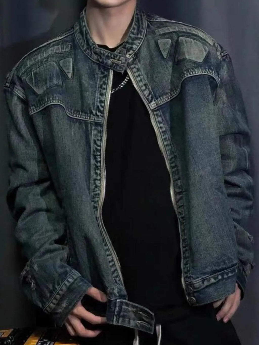 Men's Full Size Zip Up Washed Oversized Denim Jacket Plus Size - Men's jackets by Trendsi | Available at Handbags Specialist Headquarter