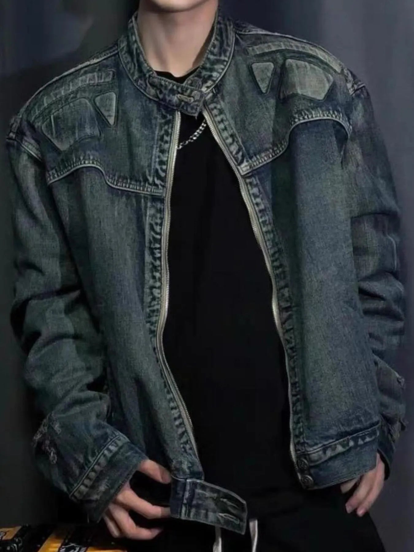 Men's Full Size Zip Up Washed Oversized Denim Jacket Plus Size - Men's jackets by Trendsi | Available at Handbags Specialist Headquarter