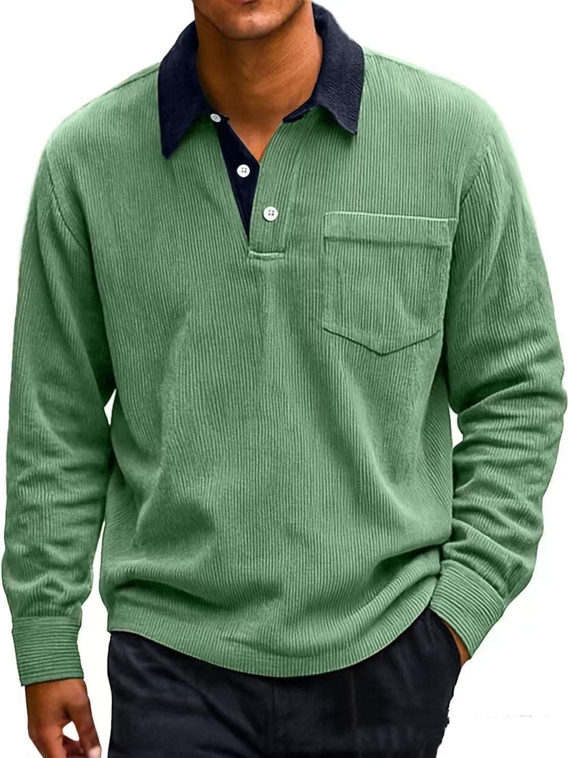 RetroCord Men's Long Sleeve Polo - 100001871 by Trendsi | Available at Handbags Specialist Headquarter
