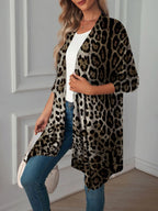 Leopard Print Long Open Front Cardigan - Tops by Trendsi | Available at Handbags Specialist Headquarter