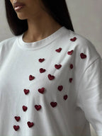 Plus Size Heart Round Neck Short Sleeve T-Shirt - Tops by Trendsi | Available at Handbags Specialist Headquarter