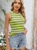 Striped Round Neck Tank - Tops by Trendsi | Available at Handbags Specialist Headquarter
