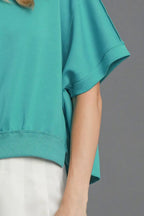 Umgee Full Size Lightweight Cropped Sweatshirt Plus Size - Dresses by Trendsi | Available at Handbags Specialist Headquarter