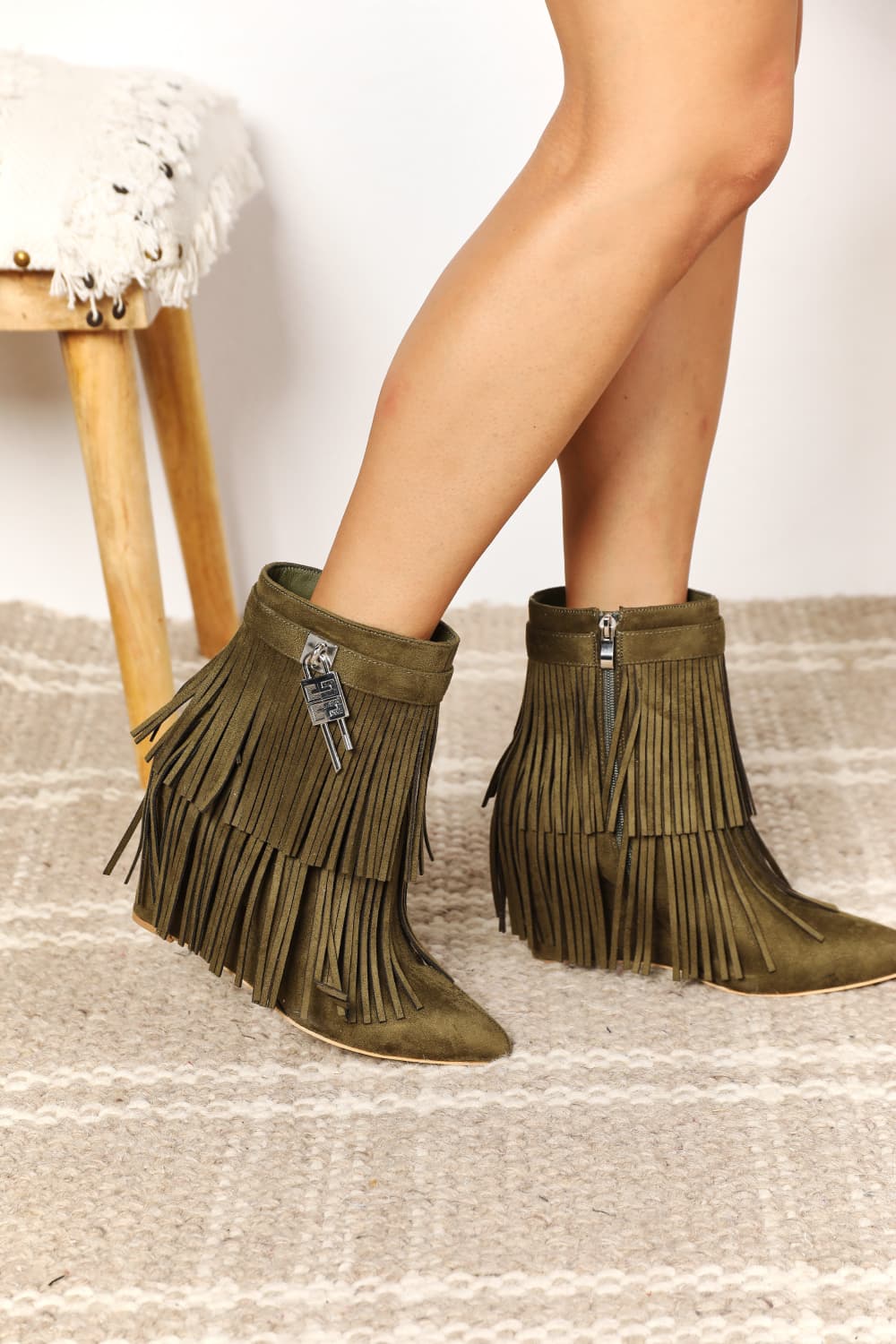 Legend Women's Tassel Wedge Heel Ankle Booties - Women Sandals by Trendsi | Available at Handbags Specialist Headquarter