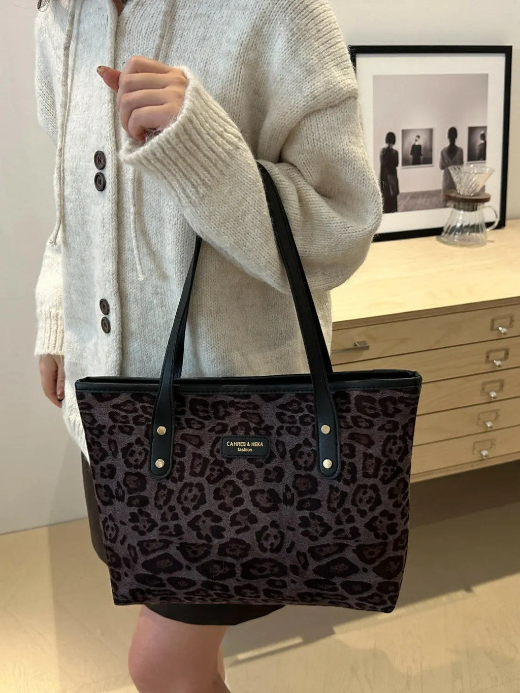 Leopard Polyester Tote Bag - Tote Bag by Trendsi | Available at Handbags Specialist Headquarter