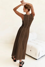 Contrast Stitching Maxi Tank Dress - Maxi Dress by Trendsi | Available at Handbags Specialist Headquarter