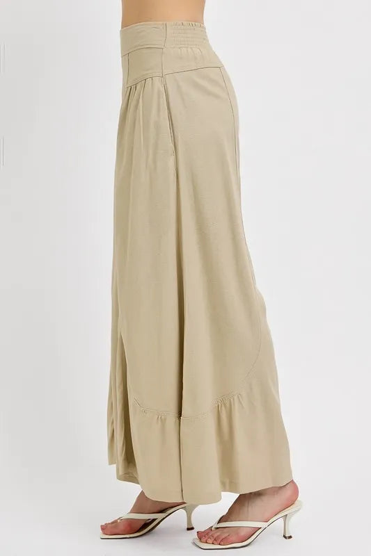 RISEN Shirring Detail Wide Leg Pants -  by Trendsi | Available at Handbags Specialist Headquarter