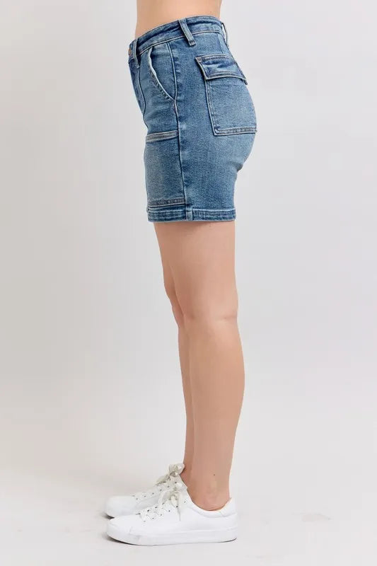 Judy Blue Full Size High Rise Denim Shorts Plus Size - Women / Jeans & Denim by Trendsi | Available at Handbags Specialist Headquarter