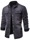 Men's Button Down Chest Pocket Denim Jacket - Men's jackets by Trendsi | Available at Handbags Specialist Headquarter