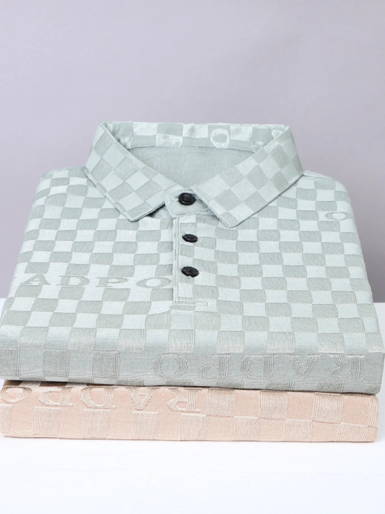 Men's Plus Size Checkered Pattern Short Sleeve Casual Polo Shirt - Men's Polo shirt by Trendsi | Available at Handbags Specialist Headquarter