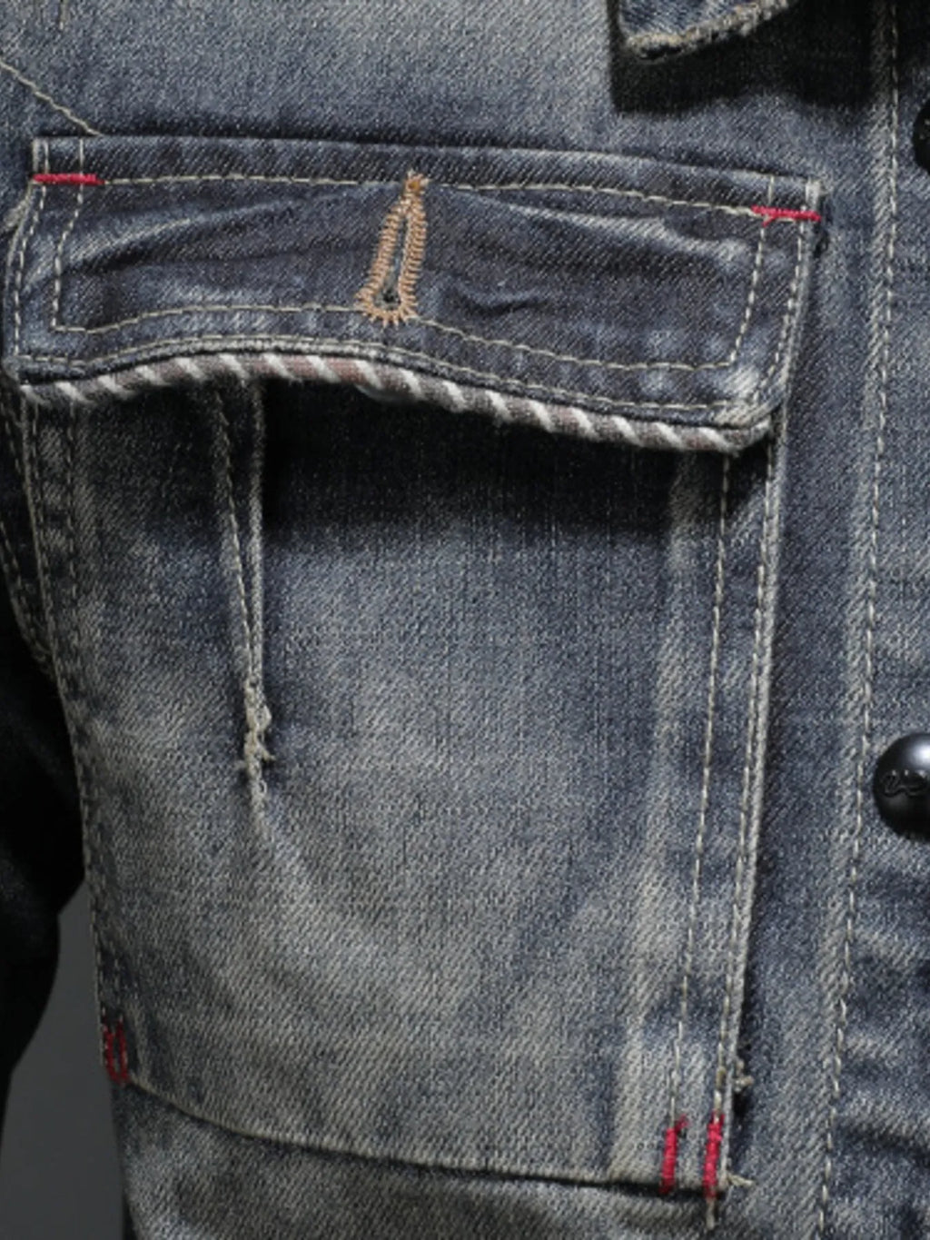 Men's Plus Size Washed Zip Up Denim Jacket with Chest Pockets - Men's jackets by Trendsi | Available at Handbags Specialist Headquarter