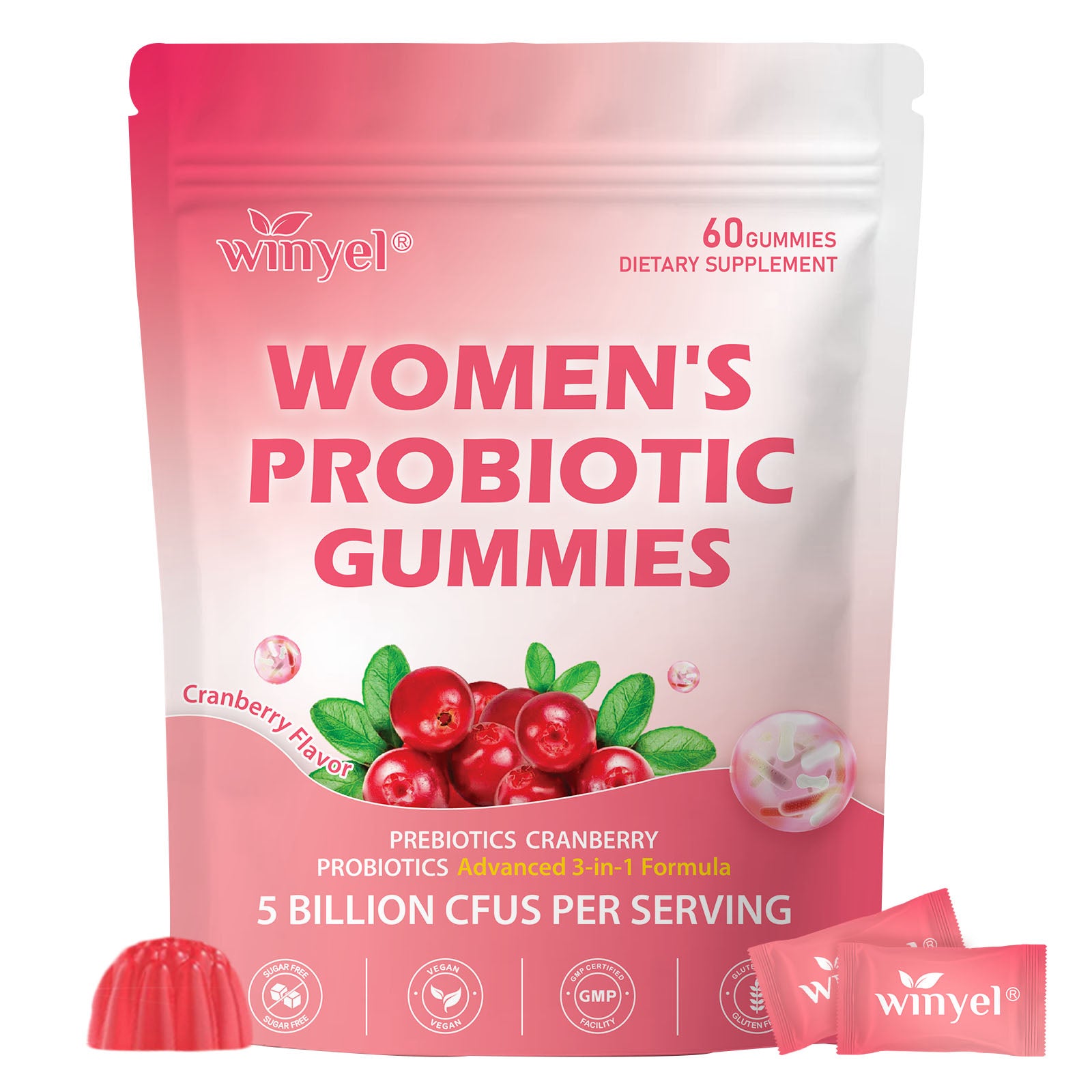 Cranberry Probiotic Gummies - 60 Vegan Pack