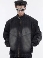 Men's Zip Up Long Sleeve Denim Jacket - Men's jackets by Trendsi | Available at Handbags Specialist Headquarter