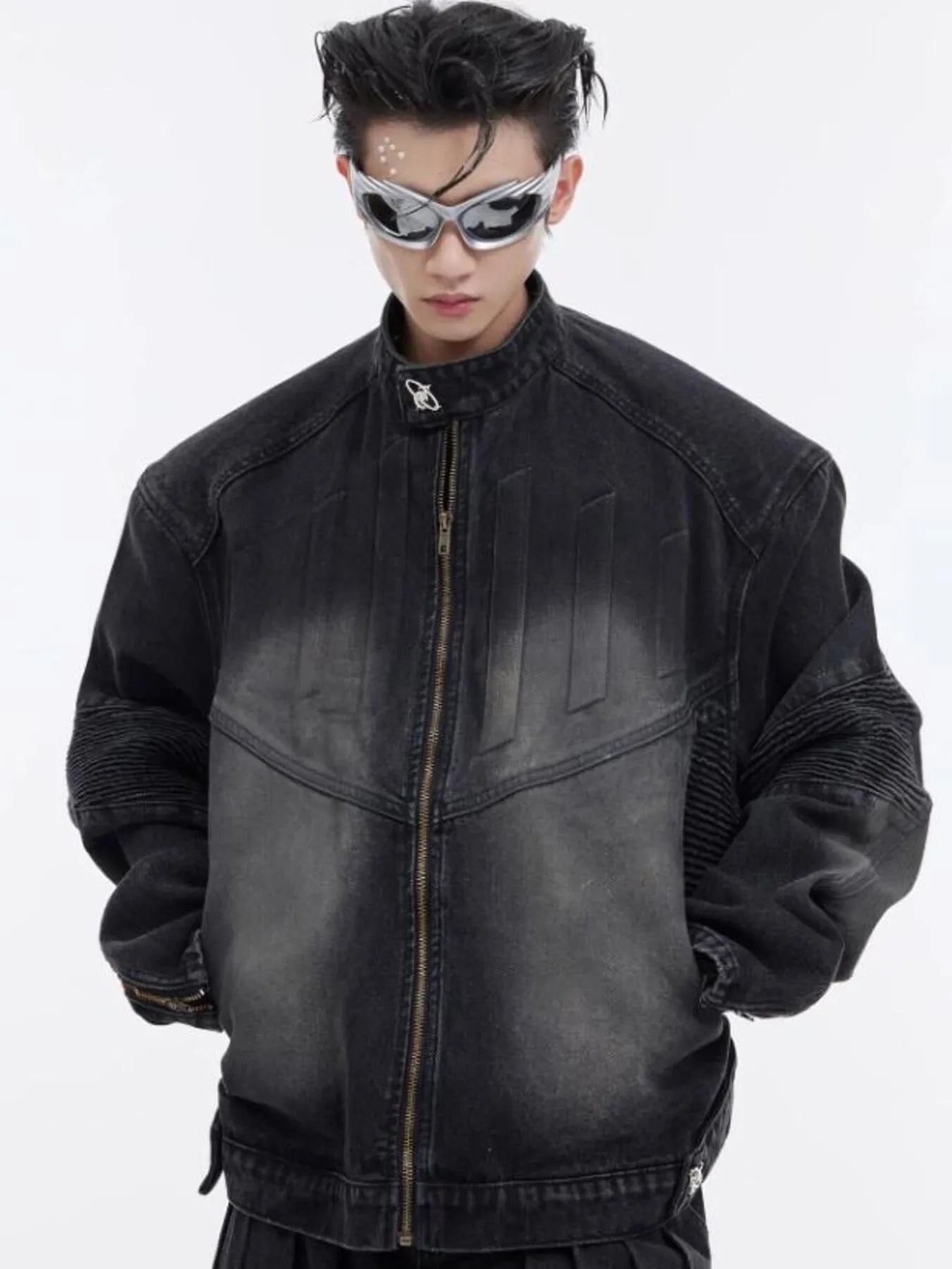 Men's Zip Up Long Sleeve Denim Jacket - Men's jackets by Trendsi | Available at Handbags Specialist Headquarter