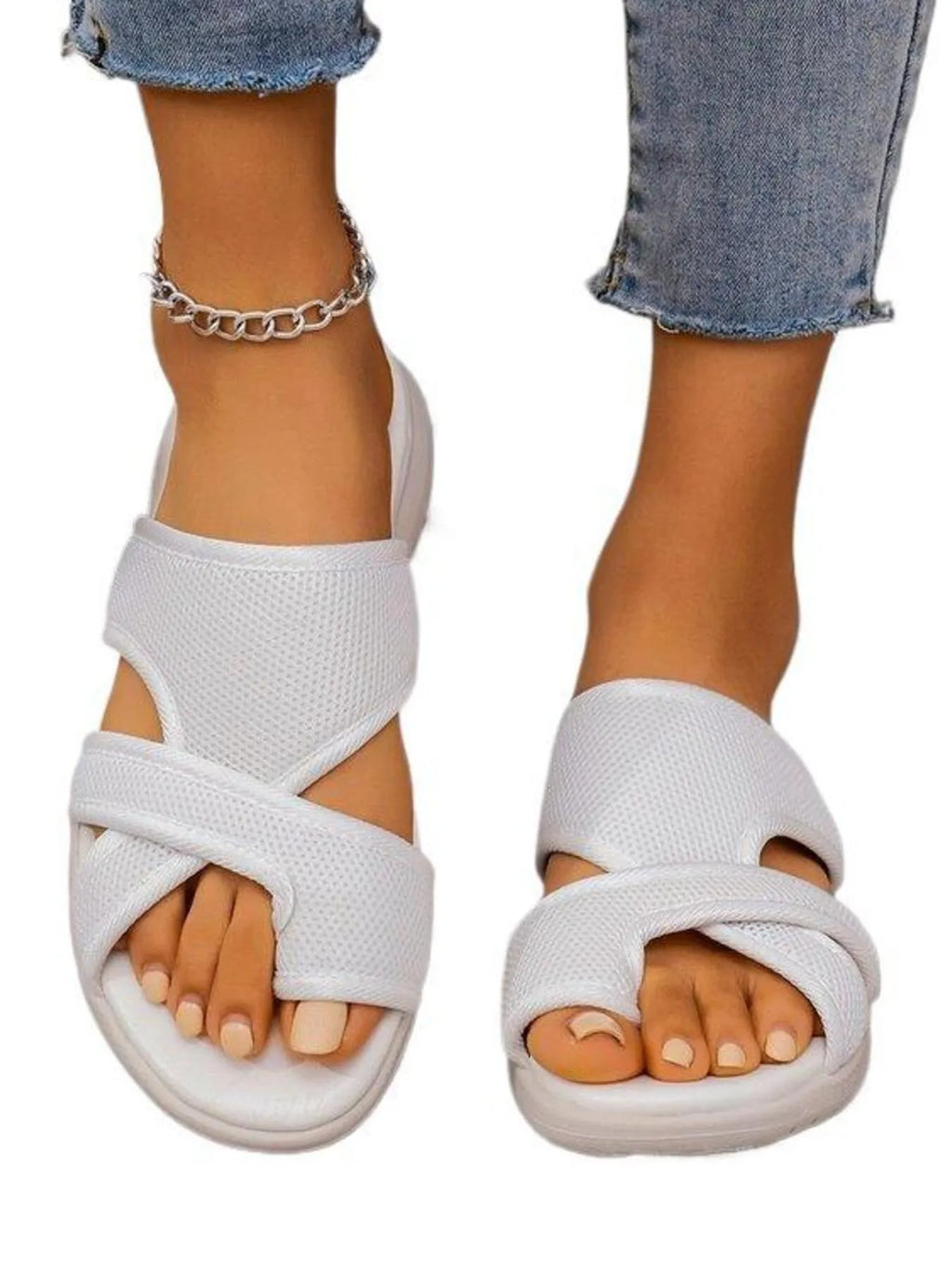 Cutout Mesh Solid Color Sandals - Women Sandals by Trendsi | Available at Handbags Specialist Headquarter