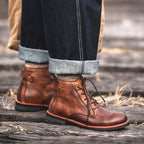 Vintage Moto Men's Leather Lace-Up Ankle Boots