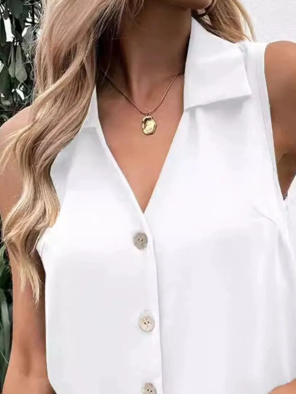 Full Size Johnny Collar Button Down Tank Plus Size - Dresses by Trendsi | Available at Handbags Specialist Headquarter