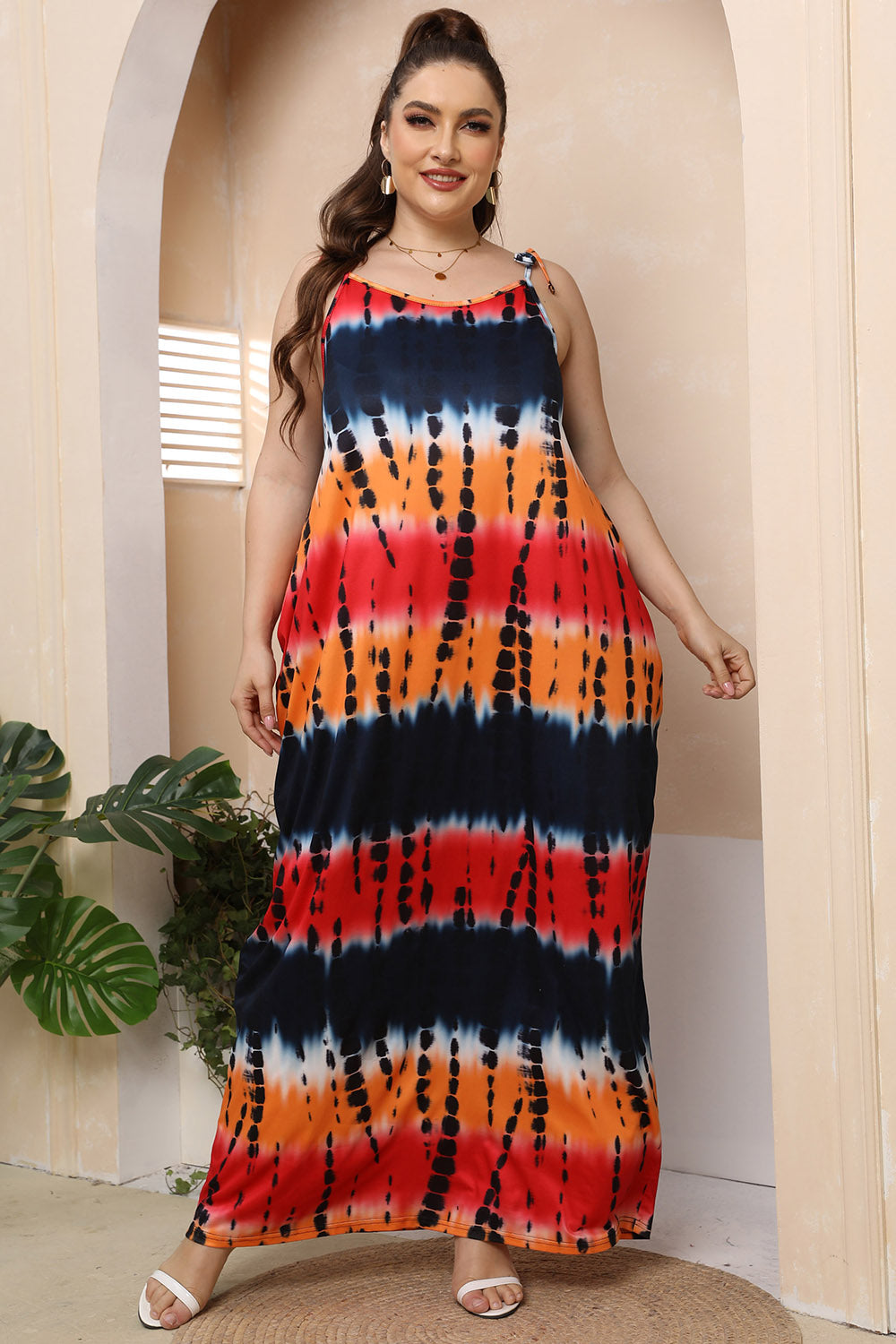 Plus Size Tie-Shoulder Maxi Dress - Dresses by Trendsi | Available at Handbags Specialist Headquarter