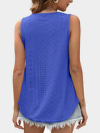 Florira Eyelet Round Neck Tank - Tops by Trendsi | Available at Handbags Specialist Headquarter