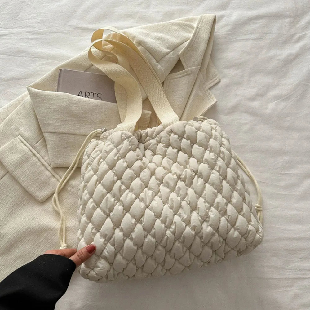 Drawstring Bubble Texture Tote Bag - Tote Bag by Trendsi | Available at Handbags Specialist Headquarter