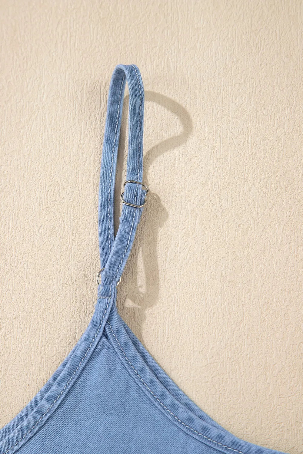 Ruffled Spaghetti Straps Denim Tank Top - Women / Jeans & Denim by Trendsi | Available at Handbags Specialist Headquarter