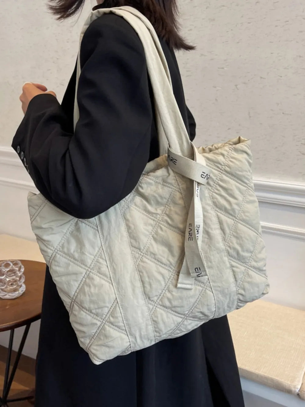 Quilted Nylon Large Tote Bag - Tote Bag by Trendsi | Available at Handbags Specialist Headquarter