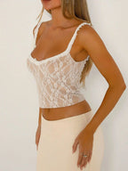 Lace Cami Top with Frill Straps - Tops by Trendsi | Available at Handbags Specialist Headquarter