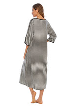 Round Neck Three-Quarter Sleeve Midi Night Dress - Sleepwear by Trendsi | Available at Handbags Specialist Headquarter