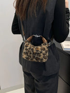 Fuzzy Polyester Mini Handbag with Zipper - Tote Bag by Trendsi | Available at Handbags Specialist Headquarter