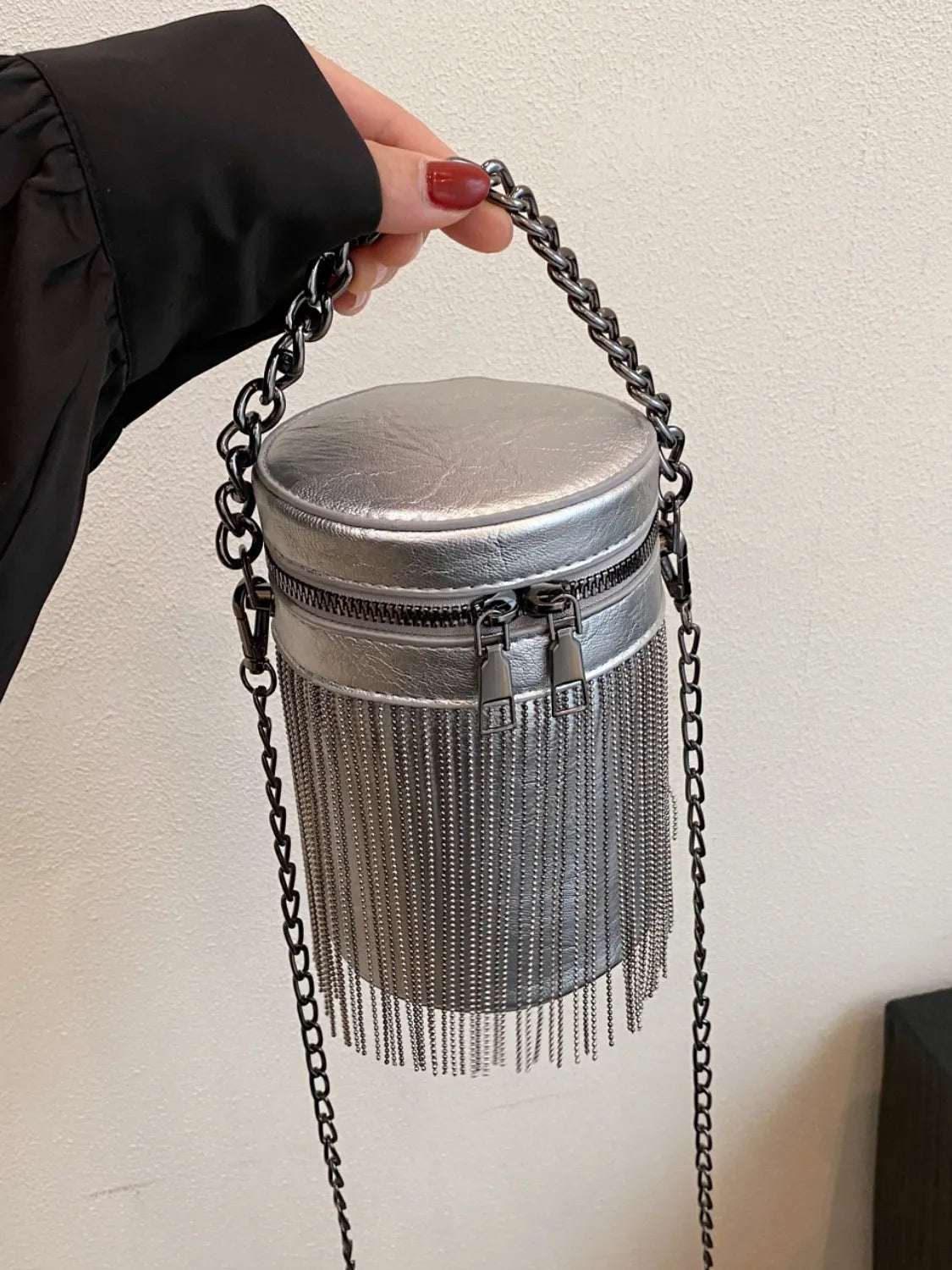 Fringe PU Leather Bucket Bag - Crossbody Bag by Trendsi | Available at Handbags Specialist Headquarter