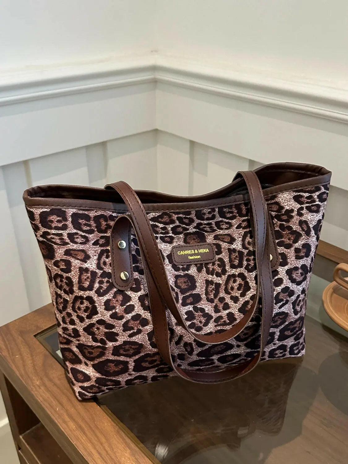 Leopard Polyester Tote Bag - Tote Bag by Trendsi | Available at Handbags Specialist Headquarter