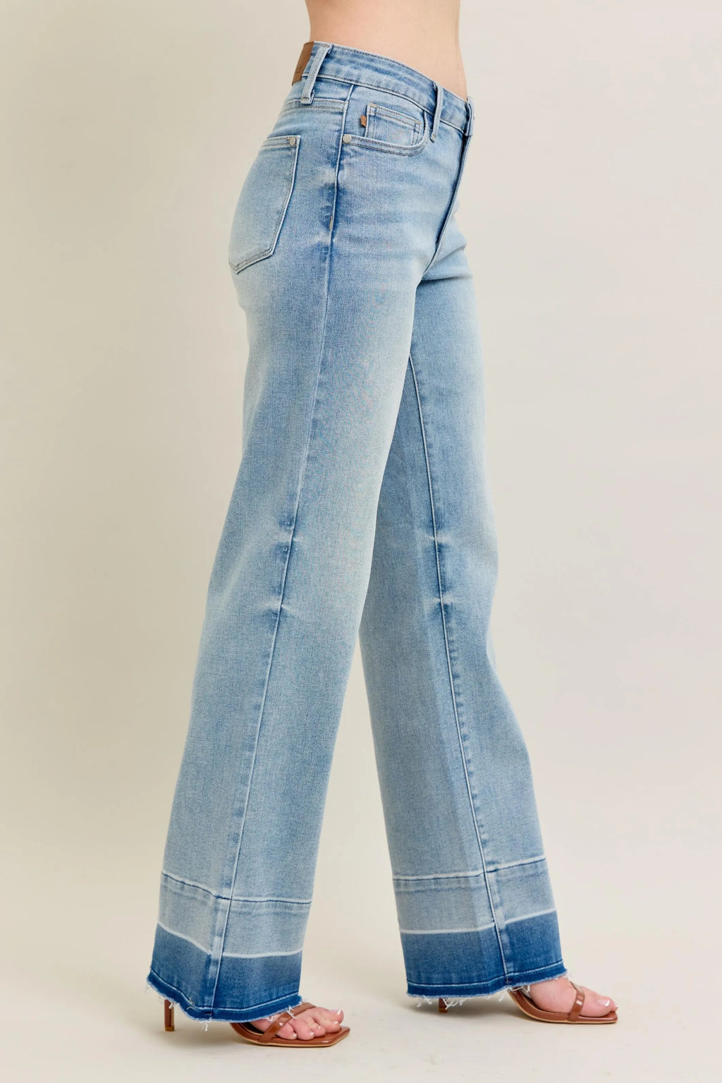 Judy Blue Full Size Mr Release Hem Wide Leg Jeans Plus Size - Women / Jeans & Denim by Trendsi | Available at Handbags Specialist Headquarter