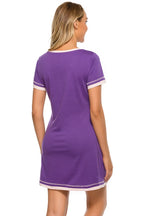 Contrast Trim Short Sleeve Lounge Dress - Sleepwear by Trendsi | Available at Handbags Specialist Headquarter