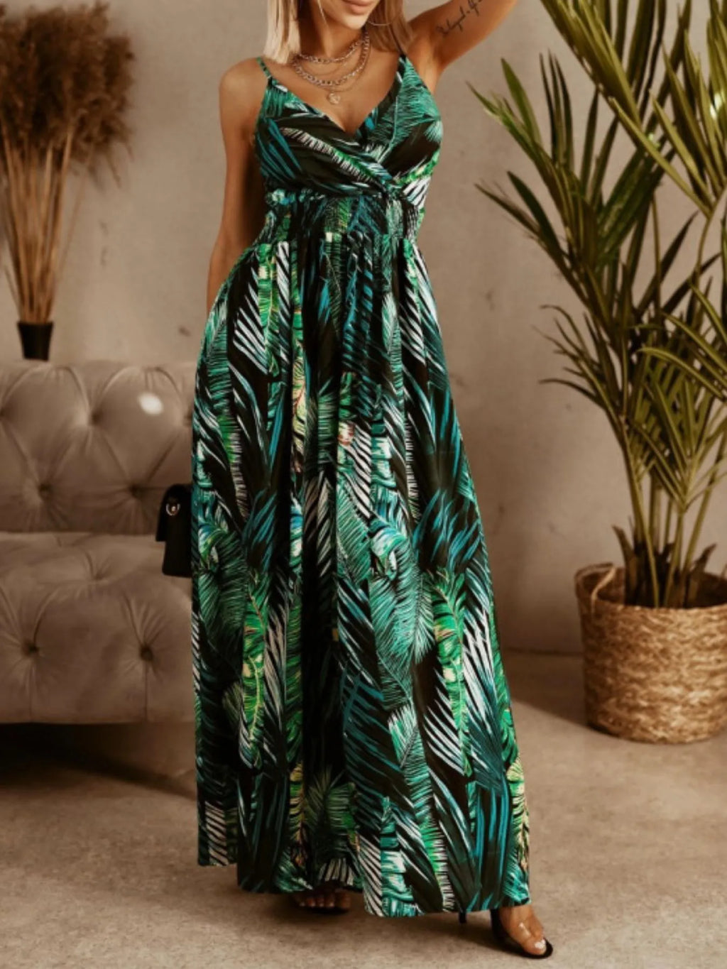 Printed Spaghetti Strap Maxi Dress - Maxi Dress by Trendsi | Available at Handbags Specialist Headquarter