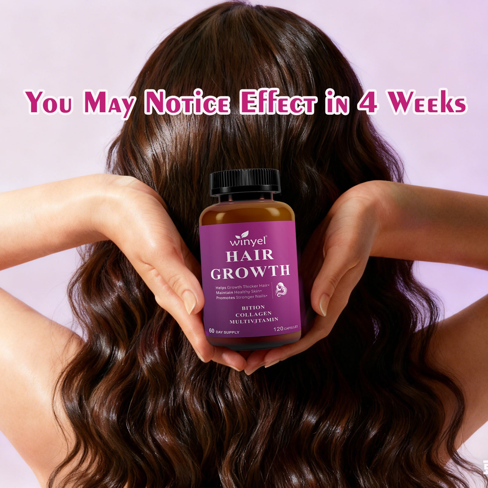 Hair Growth Vitamins with Biotin & Collagen, 60-Day Supply