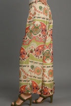 Umgee Full Size Wide Leg Border Print Pants Plus Size -  by Trendsi | Available at Handbags Specialist Headquarter