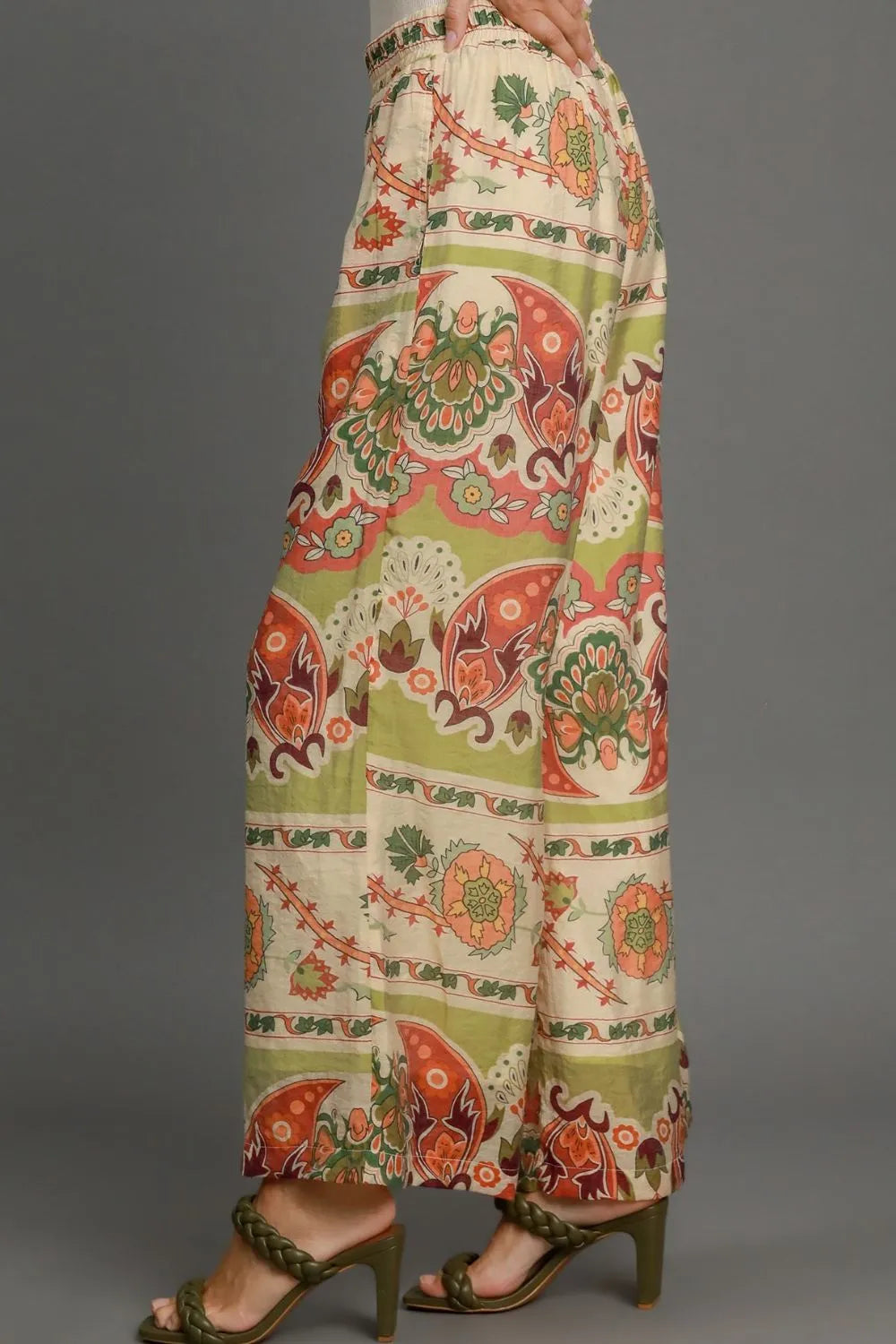 Umgee Full Size Wide Leg Border Print Pants Plus Size -  by Trendsi | Available at Handbags Specialist Headquarter