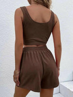 Full Size Wide Strap Tank and Shorts Set Plus Size - Women Plus Size by Trendsi | Available at Handbags Specialist Headquarter