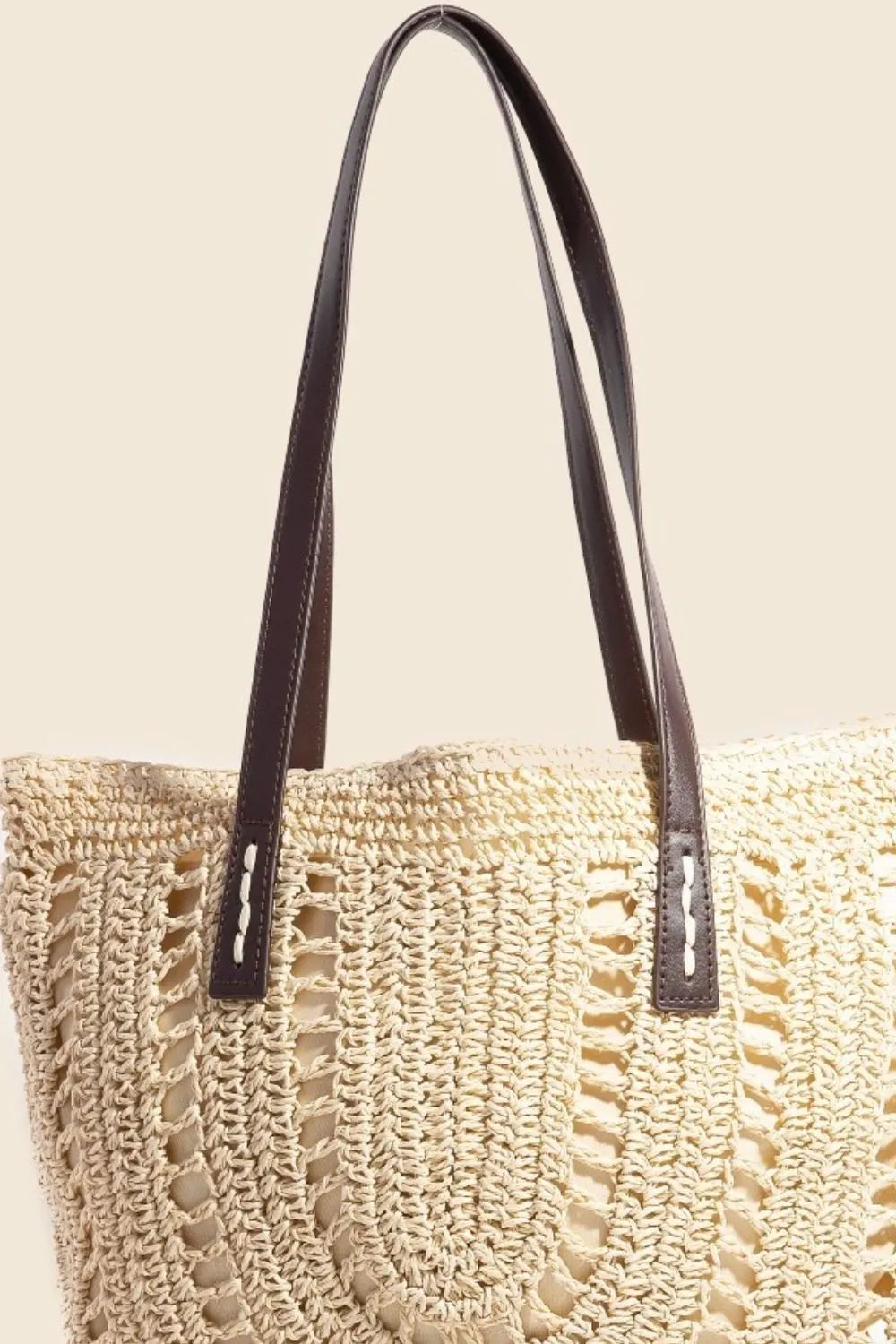 Fame Straw Braided Rounded Tote Bag - Tote Bag by Trendsi | Available at Handbags Specialist Headquarter