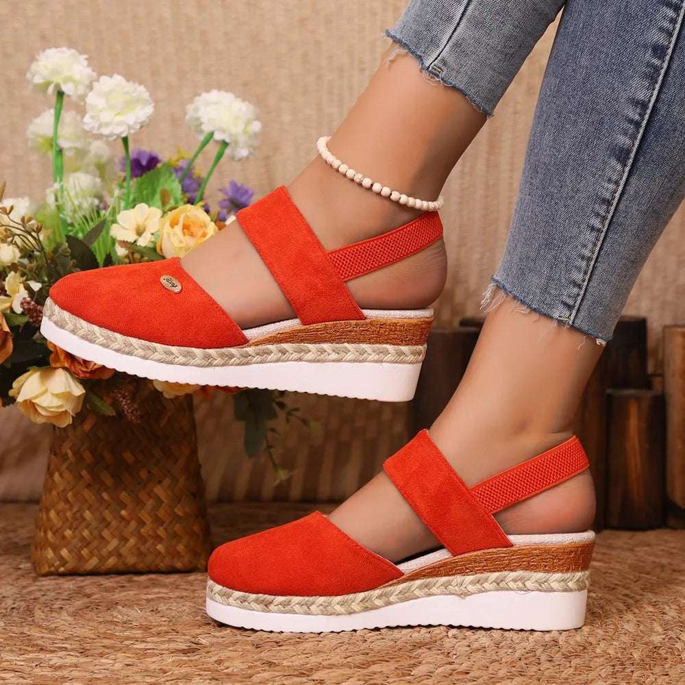 Round Toe Wedge Sandals -  by Trendsi | Available at Handbags Specialist Headquarter