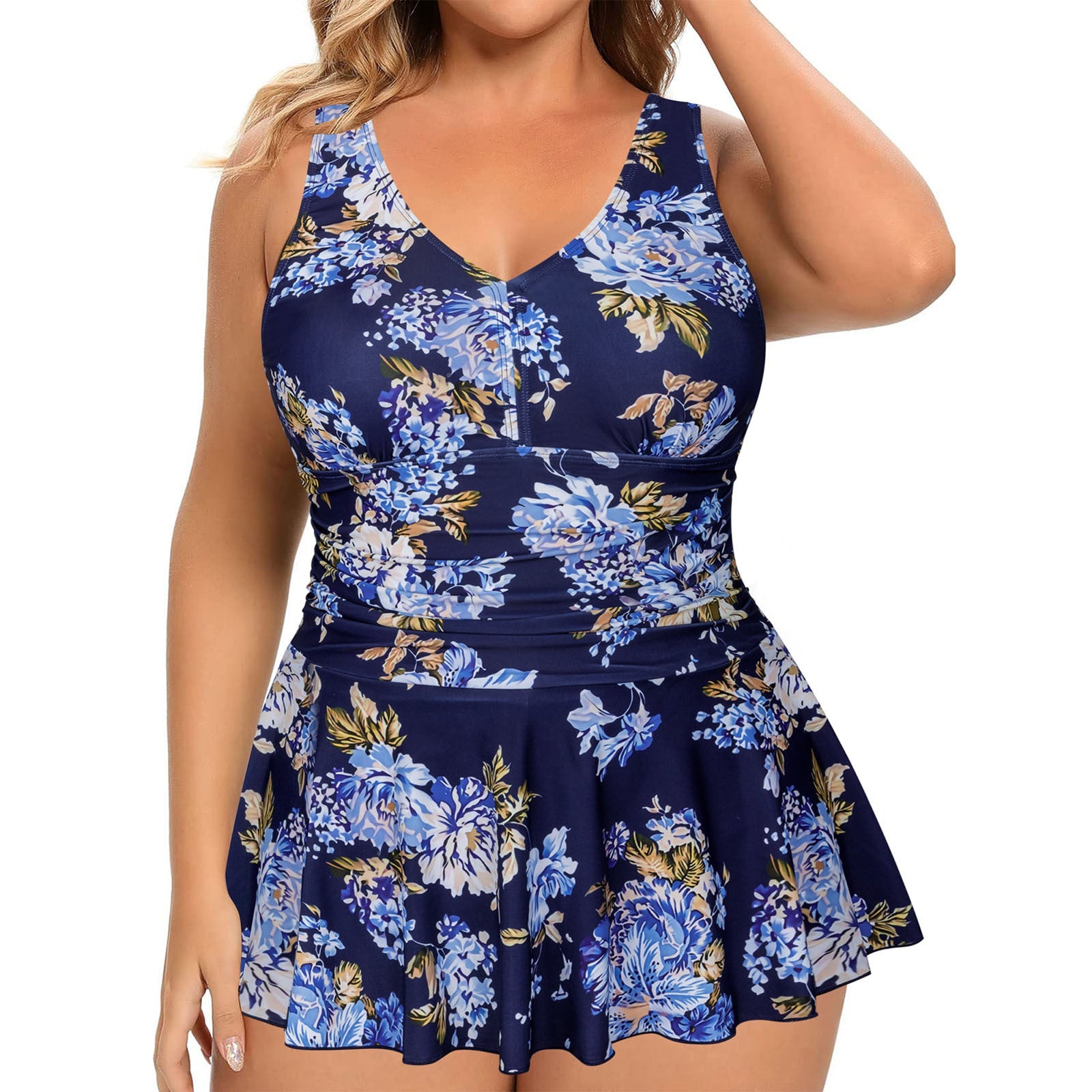 Plus Size Printed Swimsuit Dress
