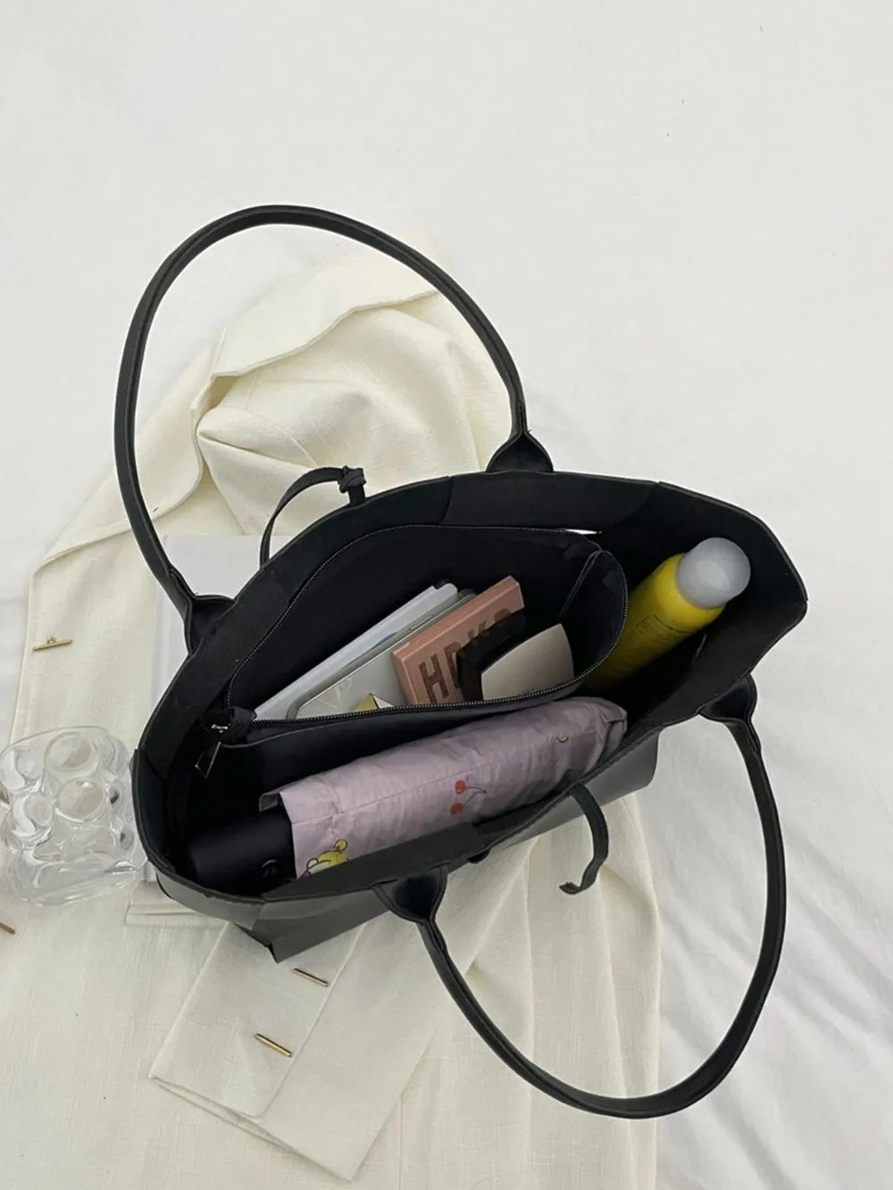 PU Leather Woven Handbag and Clutch Set - handbags by Trendsi | Available at Handbags Specialist Headquarter