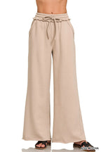 Zenana Fleece Exposed Seam Wide Leg Sweatpants - Women Pants by Trendsi | Available at Handbags Specialist Headquarter
