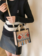 Vintage Embroidered Tassel Handbag with Canvas Strap - handbags by Trendsi | Available at Handbags Specialist Headquarter
