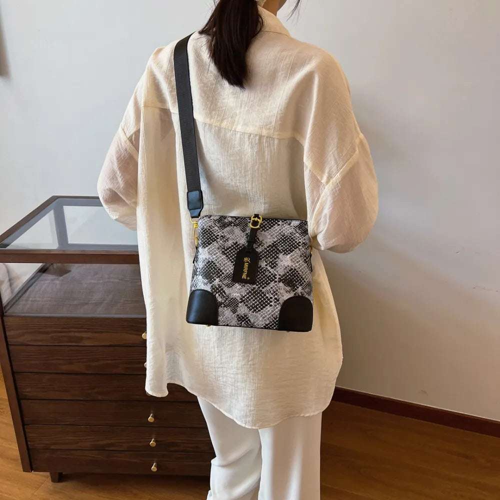 PU Leather Snakeskin Print Crossbody Bag - Crossbody Bag by Trendsi | Available at Handbags Specialist Headquarter