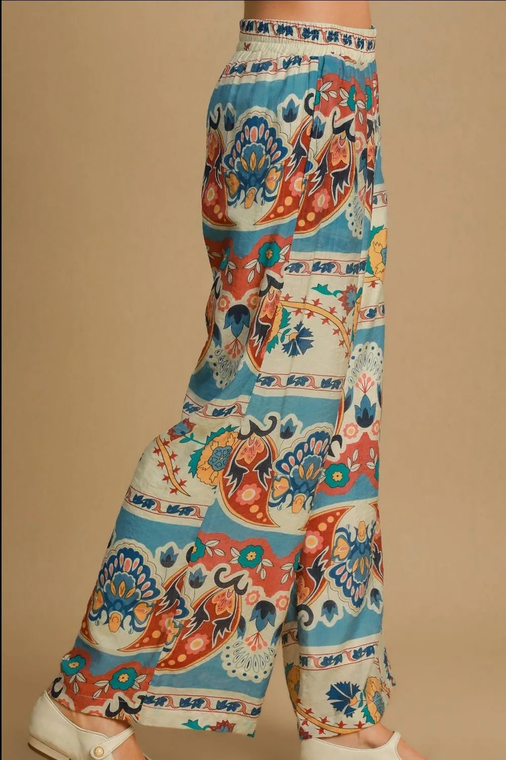 Umgee Full Size Wide Leg Border Print Pants Plus Size - Dresses by Trendsi | Available at Handbags Specialist Headquarter