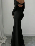 Off-Shoulder Long Sleeve Bodycon Maxi Dress - Maxi Dress by Trendsi | Available at Handbags Specialist Headquarter