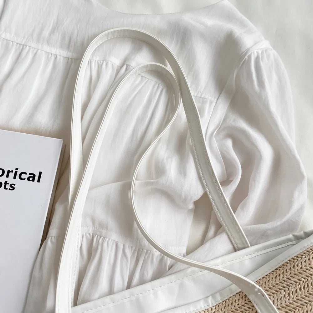 Straw Weave Leather Strap Tote Bag - Tote Bag by Trendsi | Available at Handbags Specialist Headquarter